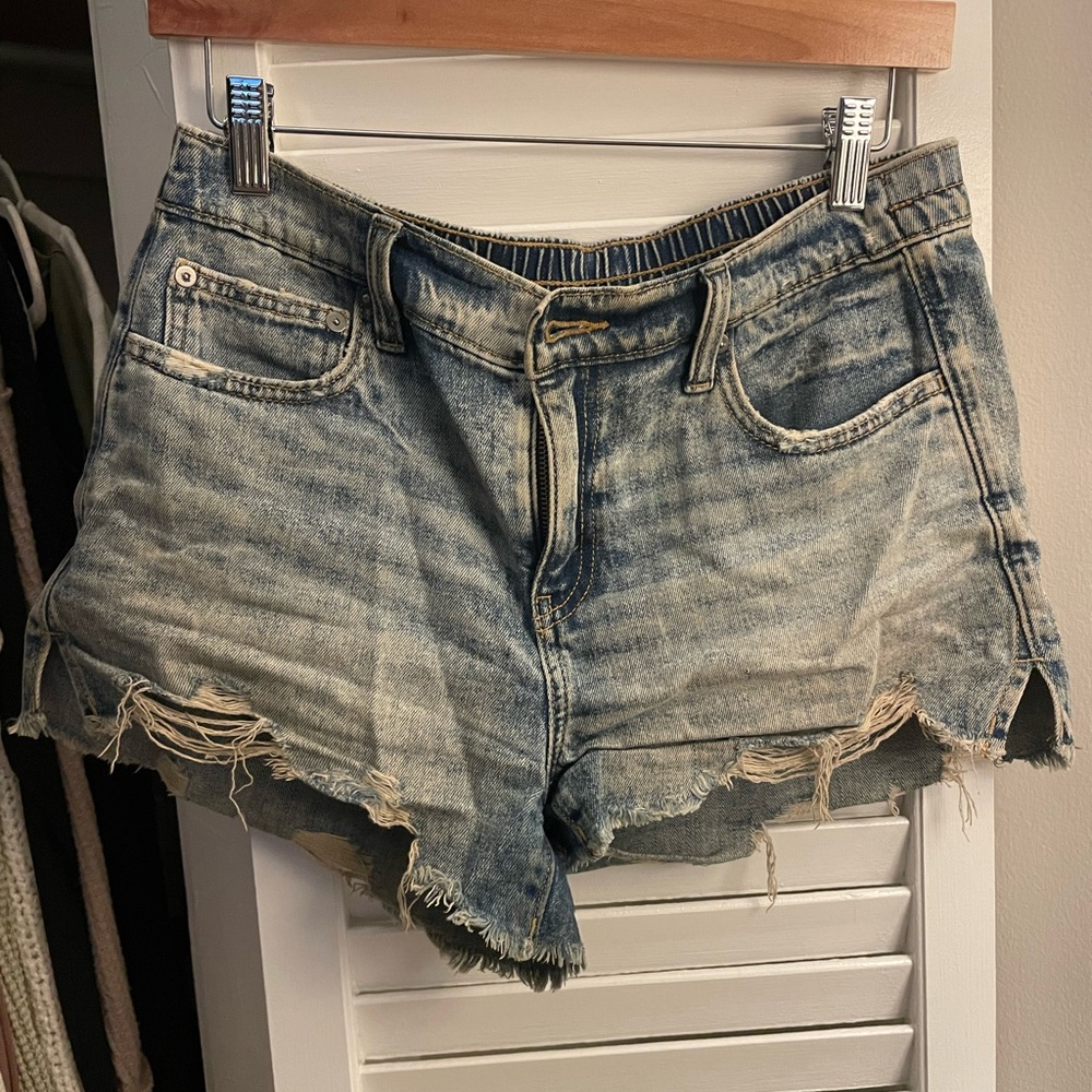 Aerie Blue Distressed Jean Shorts